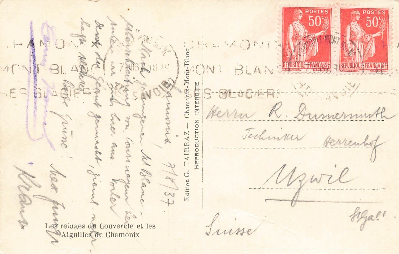 Cartoline postali: Aiguilles de chamonix – Usato da Biasca venduto da Blenio71 1