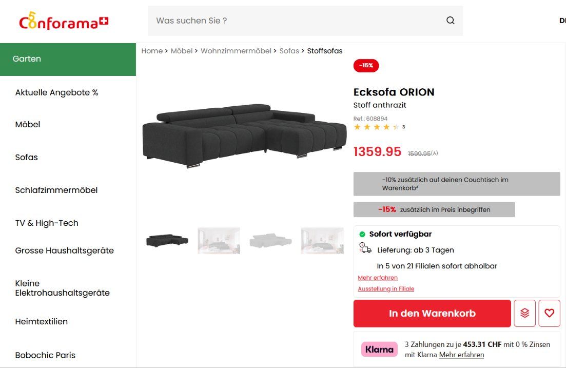 Conforama Sofas: Sofa "Orion" von Conforama – Gebraucht aus Basel von N014 2