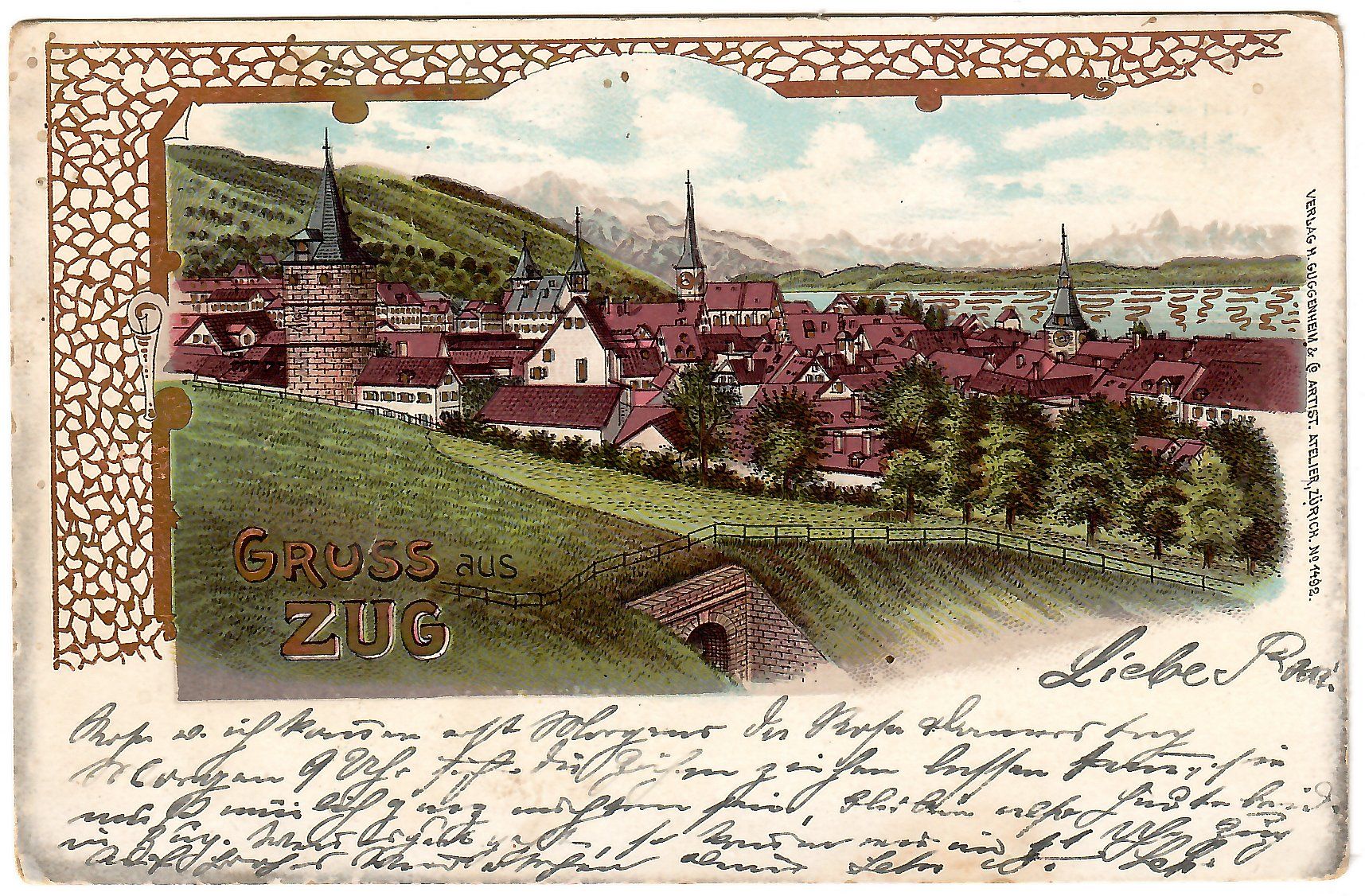 Cartoline postali: Lithokarte  'Gruss aus Zug' – Usato da Kerns venduto da etma3