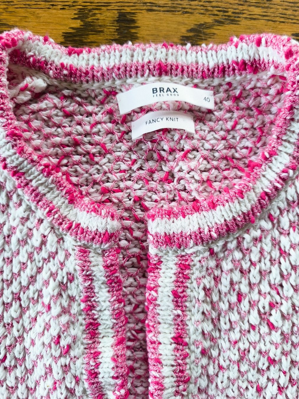 Brax Giacche: Brax Strickjacke Gr. 40, Pink/Weiss, – Usato da Schaffhausen venduto da gab_v5qf 1