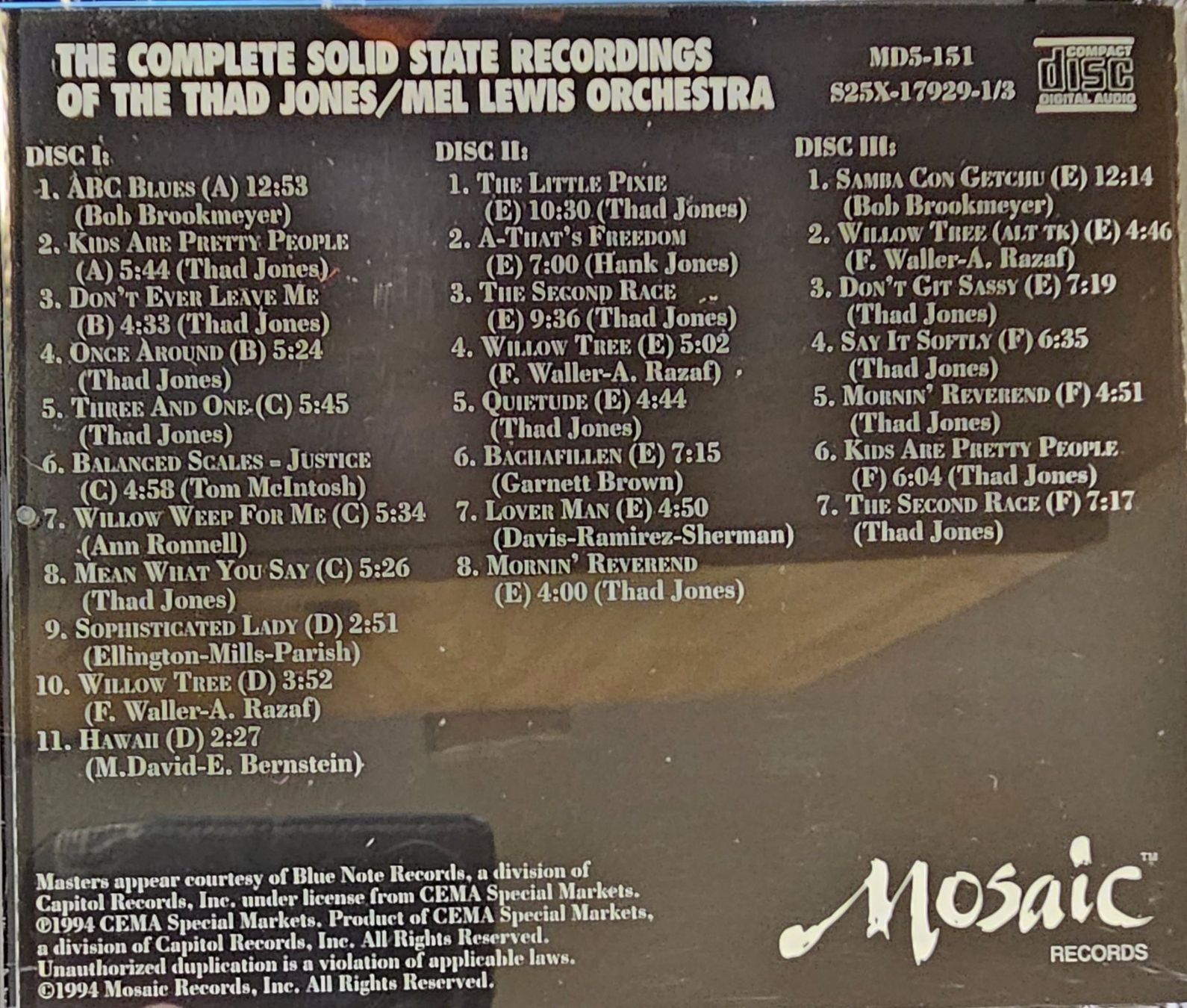 CDs: The Thad Jones/Mel Lewis Orchestra -The Complete Solid State – D'occasion à Wahlen b. Laufen par Cg10 3