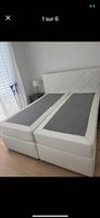 Ensemble lit double blanc en simili cuir boxspring