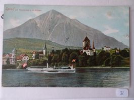 Spiez Thunersee Ansichtskarte 1907 Schloss Dampfschiff Sc...