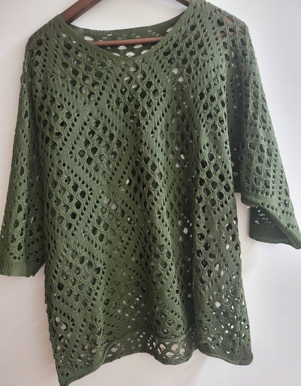 Maglioni & Felpe: Schöne Olivgrüner Strickpullover mit Lochmuster – Nuovo (secondo la descrizione) da Basel venduto da sci_67ms 6