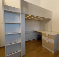 Lit mezzanine enfant avec bureau et armoire + sommier
