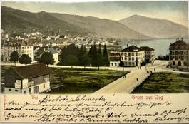 Alte AK Gruss aus Zug mit Rigi. 1903
