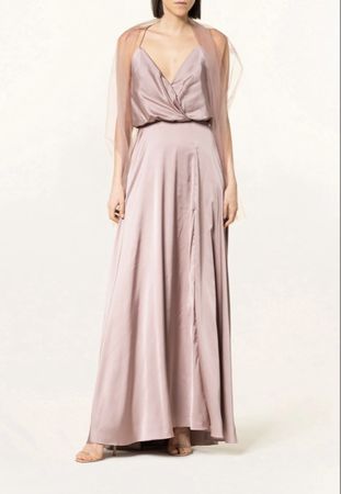 Abendkleid lang rosa seidig