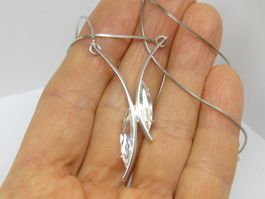 Schlangenkette eckig Kette Silber 925 Collier weisse Steine