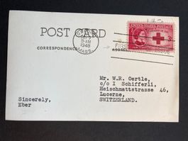 USA 1948 1.Tags-Karte Clara Barton Rotes Kreuz nach Luzern