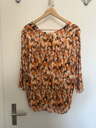 S Oliver- Damenbluss gemustert orange schwarz -Neu
