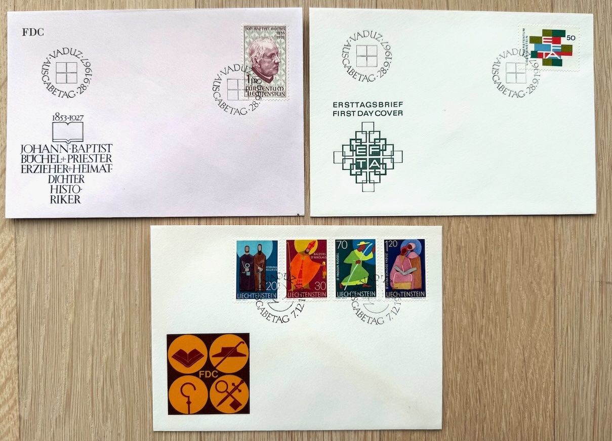 Alle Briefmarken: Liechtenstein - 3 Ersttagsbriefe aus 1967 – Gebraucht aus Zürich von Marfe1