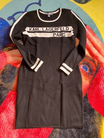Karl Lagerfeld Strickkleid schwarz-weiss