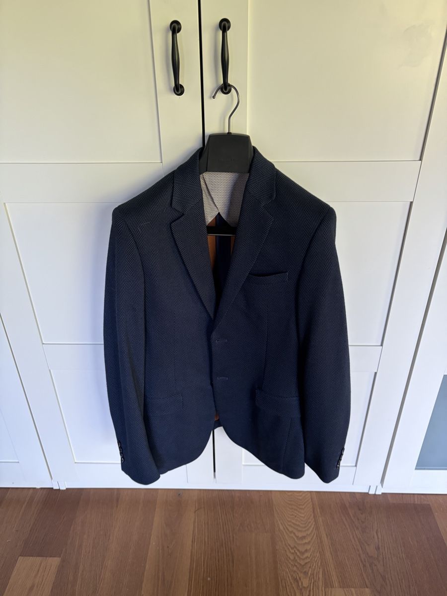 We Jacken: Jacket WE 46 Slim Fit dark blue herringbone used – Gebraucht aus Baden von Garini
