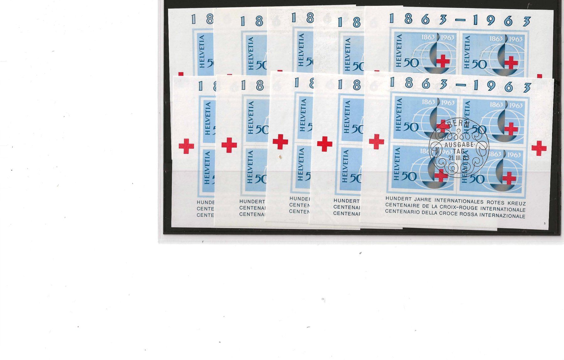 Alle Briefmarken: 10 Blocks Rot-Kreuz 1963 – Gebraucht aus Zürich von Philacat11