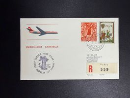 Swissair Erstflugbrief Zürich-Nizza ab Liechtenstein 1963