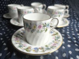6 paires pour le café Moka.Aynsley, Wild Tudor. England.