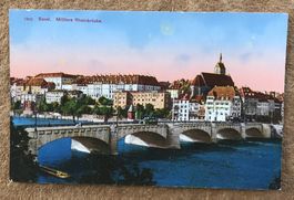 ANSICHTSKARTE BASEL MITTLERE RHEINBRÜCKE