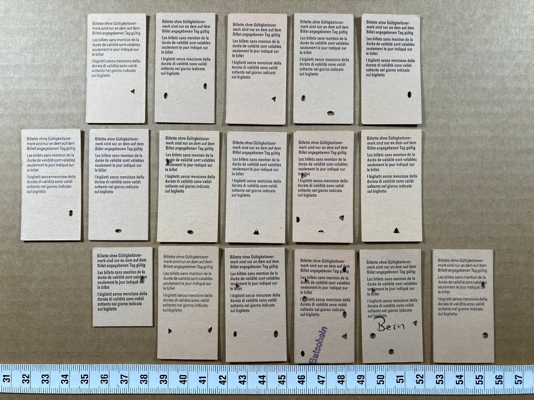 Biglietti: Burgdorf, 17 Edmondsonsche Bahnbillette, 1983, 1984, SBB – Usato da Lenzburg venduto da fh1 1