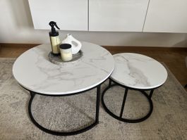 Couchtisch Set Marmor Optik Metall schwarz neuwertig
