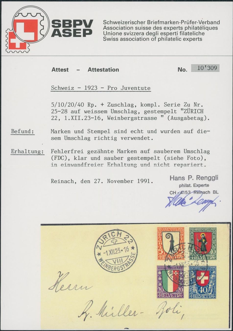Tutti i francobolli: 1923 - Pro Juventute - FDC ET – Usato da Schindellegi venduto da leecollect 2