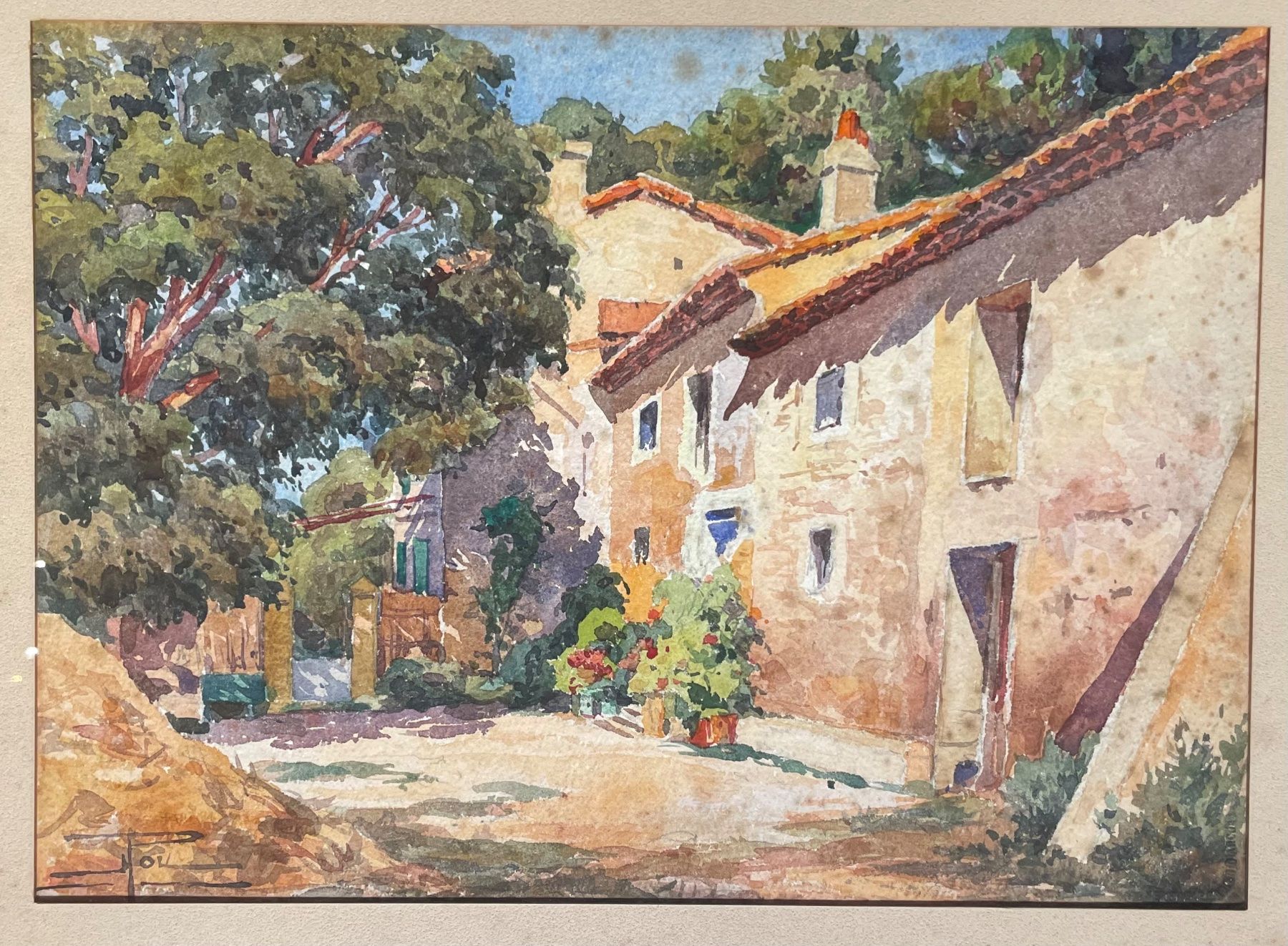 Dipinti: Aquarelle mas de Provence sign. Illisible – Usato da Biel/Bienne venduto da Galaq