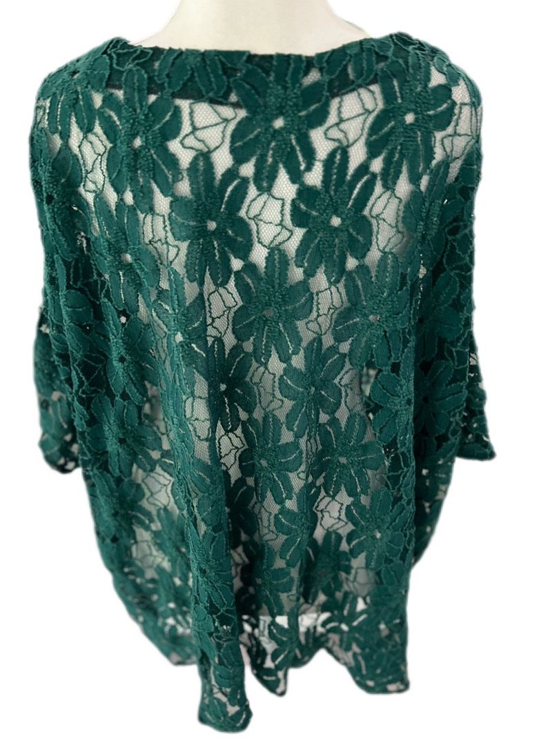 Niederberger Camicette: Niederberger, Grüne Bluse mit Spitze, Gr. 44 – Usato da Ebmatingen venduto da Mistelu 1