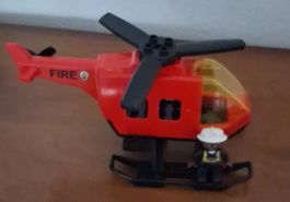 Feuerwehrhelikopter rot Lego mit Figur