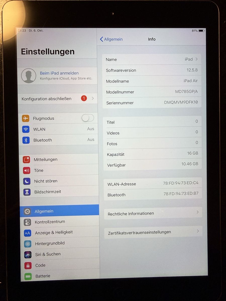 Apple Tablet PC: Ipad Air (A1474) – Gebraucht aus Zug von KoSaZ 3