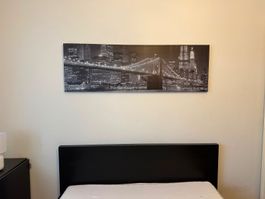 LED-Wandbild Brooklyn Bridge / New York – 140 × 46 cm