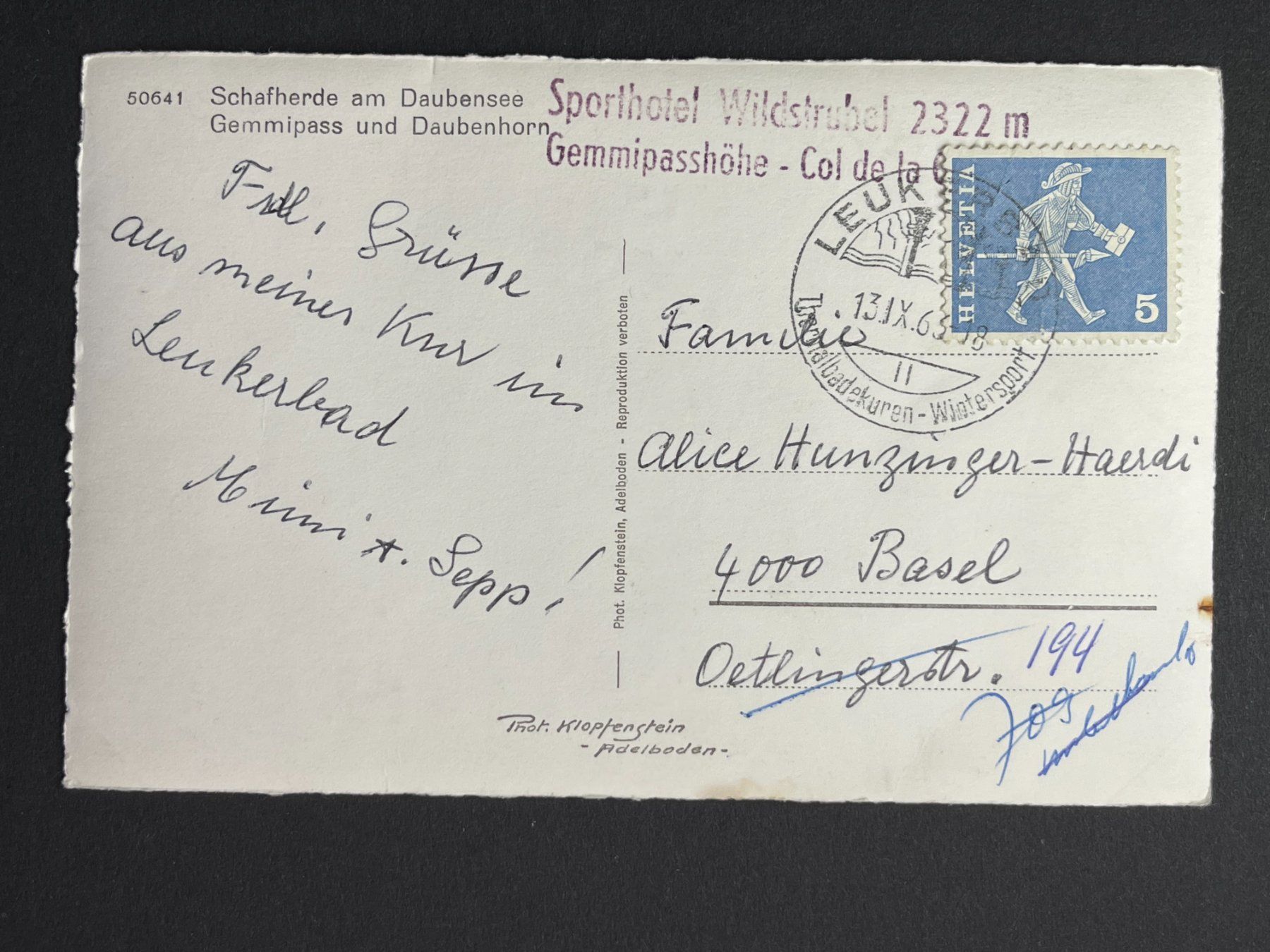 Cartoline postali: Leukerbad - Schafherde am Daubensee - Gemmipass – Usato da Steg VS venduto da _vinci_ 1