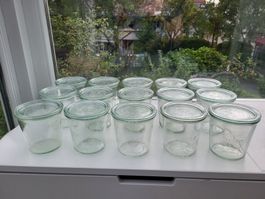 15 Weck Sturzgläser mit 580ml Inhalt mit Gummis & Klammern