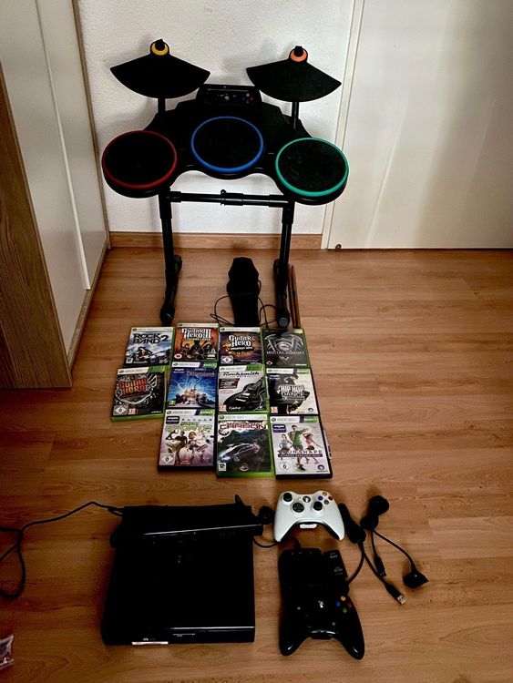 SET Xbox 360 Konsole mit Kinect Sensor, Drum Set und mehr Kaufen auf