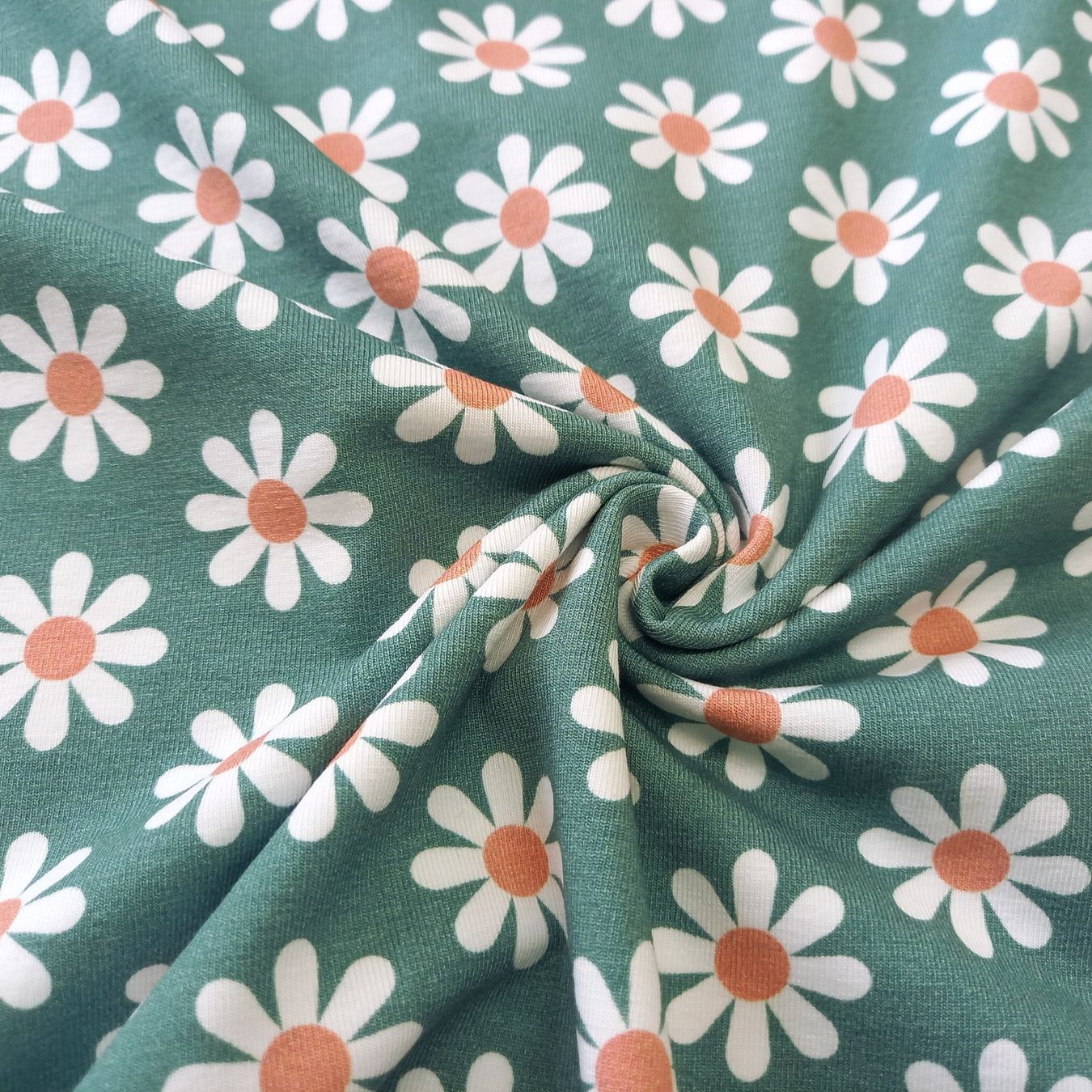 Tessuti: Jersey Gänseblumen grün – Nuovo e nell'imballaggio originale da Winterthur venduto da Kimbana 2