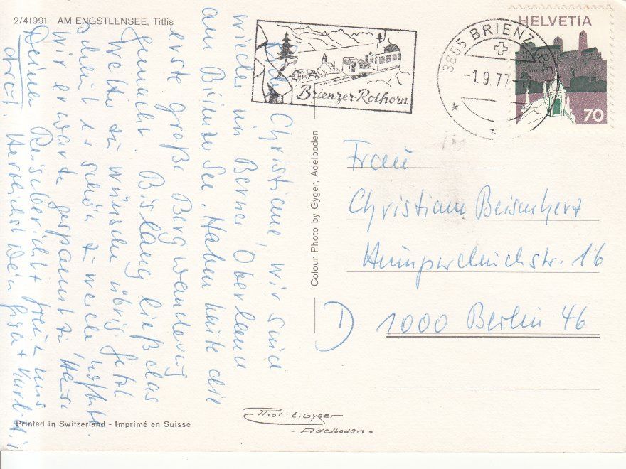 Ansichtskarten: Engstlensee 1977 – Gebraucht aus Bürglen TG von StampGraf 1