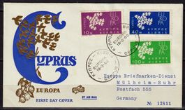 Zypern, Mi 197-199 auf FDC, EUROPA, KW € 2.50