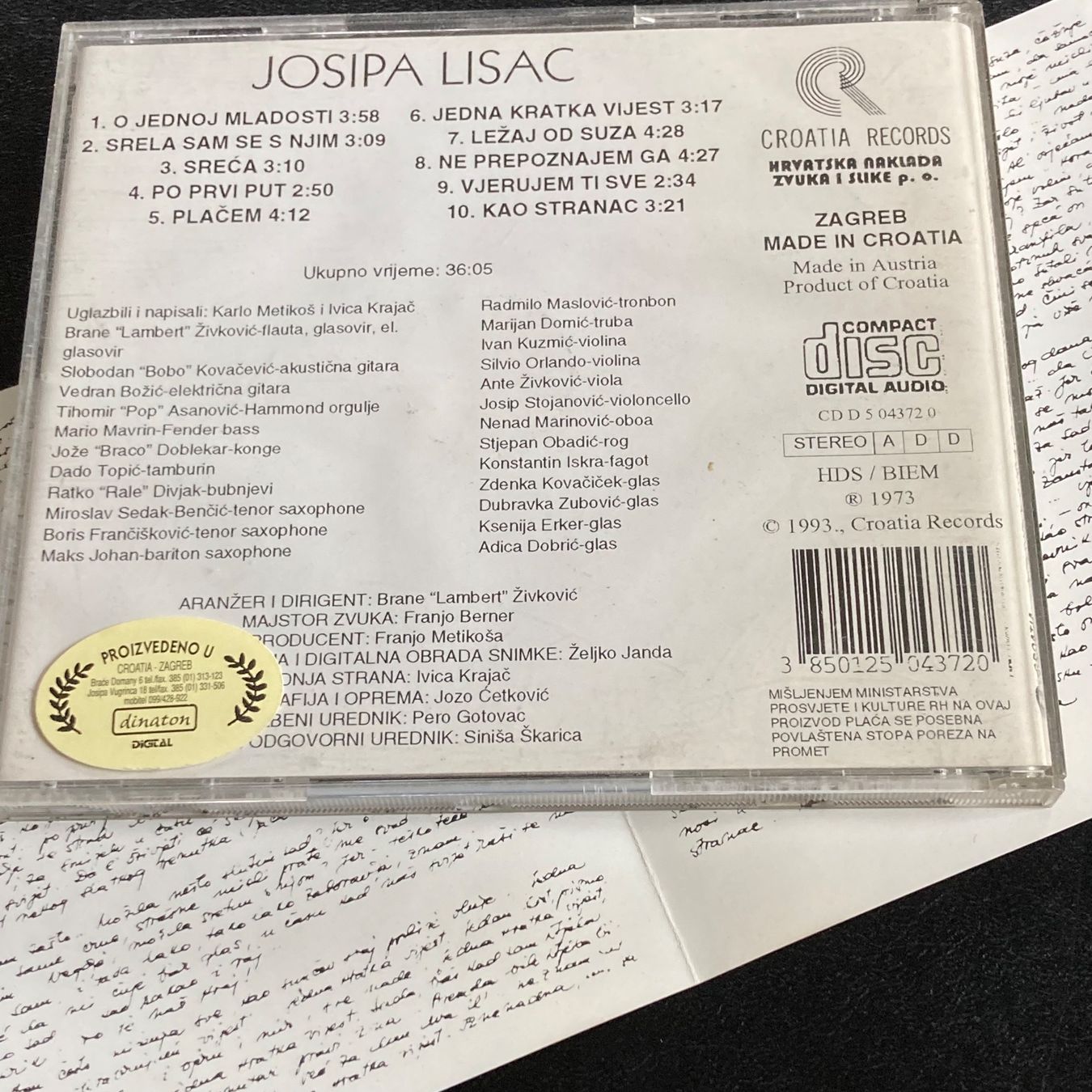 CD: Josipa Lisac - Dnevnik Jedne Ljubavi – Usato da Bern venduto da Ntsamina 1