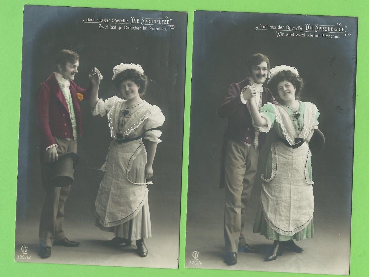 Cartoline postali: 2 Antike Postkarten Operette Die Sprudlfee um 1910 – Usato da Zürich venduto da t24_de