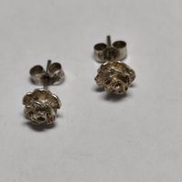 Vintage Silver Rose Stud Earrings Boucles d'Oreilles #A4