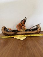 Indianer Figur, Mohawk Tribe im Kanu Kunstharz ca. 30cm 🛶