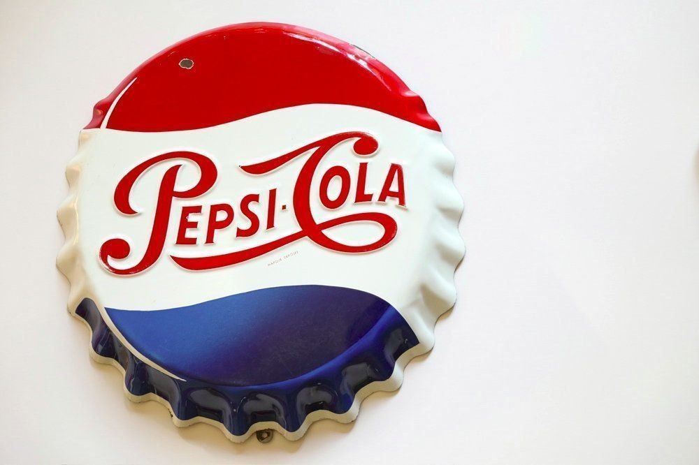 Ancienne Plaque Publicitaire Ronde Pepsi Cola En Tôle émaillée - D 47cm - Déco Vintage