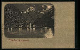 Mondschein-Lithographie Flüelen, Ortsan