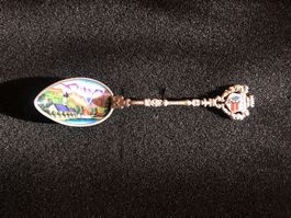 Souvenirloeffel 835 Silber handbemalt Wappen Gedenklöffel