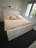 Doppelbett mit Bettkasten in Weiss, modern & bequem