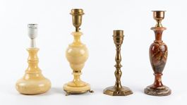 4 Lampenfüsse aus Alabaster und Messing