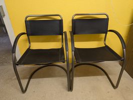 2 Bauhaus MR20 Stil Design Freischwinger Stühle echt Leder
