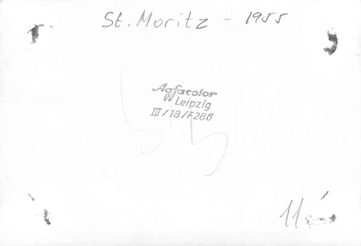 Cartoline postali: St. Moritz GR Verschneite Dorfstrasse 1955 – Usato da Biasca venduto da Blenio71 1