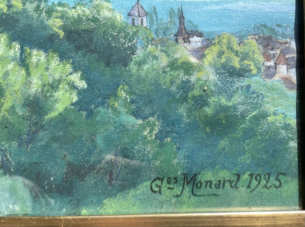 Tableaux: Pastel G. Monard 1925 château du Châtelard? – D'occasion à Biel/Bienne par Galaq 2