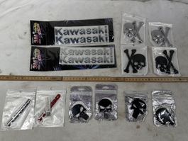 3D Aufkleber Kawasaki, Totenkopf, Punisher, Turbo alle NEU