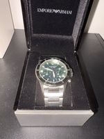 Emporio Armani Uhr gruen Chronograph Metallband mit Box
