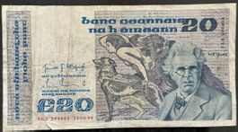 Irland 20 Pfund Note, 1984, Selten, Top Zustand!
